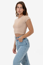 Los Angeles Apparel Cap Sleeve Baby Rib Crop Top