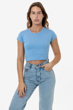 Los Angeles Apparel Cap Sleeve Baby Rib Crop Top