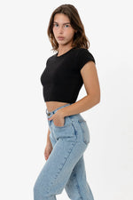 Los Angeles Apparel Cap Sleeve Baby Rib Crop Top