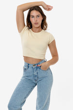 Los Angeles Apparel Cap Sleeve Baby Rib Crop Top