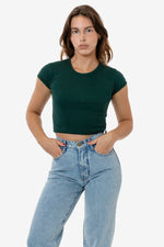 Los Angeles Apparel Cap Sleeve Baby Rib Crop Top