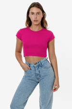 Los Angeles Apparel Cap Sleeve Baby Rib Crop Top