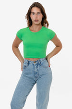 Los Angeles Apparel Cap Sleeve Baby Rib Crop Top