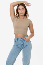 Los Angeles Apparel Cap Sleeve Baby Rib Crop Top