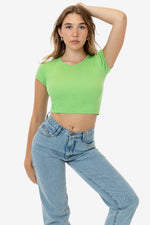 Los Angeles Apparel Cap Sleeve Baby Rib Crop Top