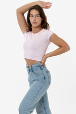 Los Angeles Apparel Cap Sleeve Baby Rib Crop Top