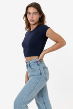 Los Angeles Apparel Cap Sleeve Baby Rib Crop Top