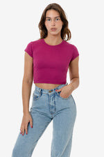 Los Angeles Apparel Cap Sleeve Baby Rib Crop Top