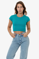 Los Angeles Apparel Cap Sleeve Baby Rib Crop Top