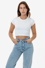 Los Angeles Apparel Cap Sleeve Baby Rib Crop Top