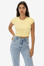 Los Angeles Apparel Cap Sleeve Baby Rib Crop Top