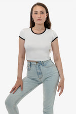 Los Angeles Apparel Cap Sleeve Baby Rib Crop Top