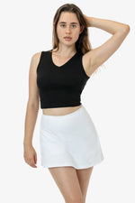 Los Angeles Apparel Baby Rib Sleeveless Vneck Crop Tank