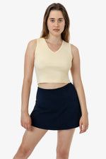 Los Angeles Apparel Baby Rib Sleeveless Vneck Crop Tank