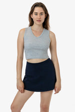 Los Angeles Apparel Baby Rib Sleeveless Vneck Crop Tank