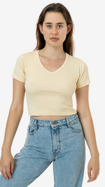 LAP Baby Rib Short Sleeve V Neck Crop Tee