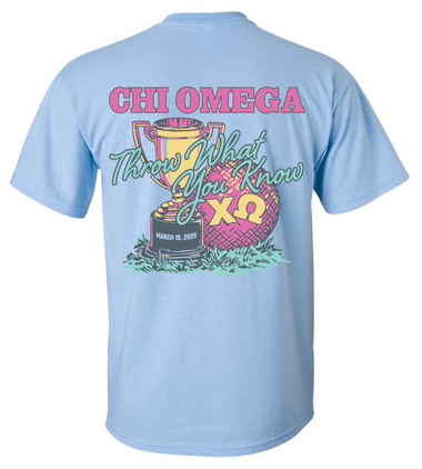 Chi Omega Throw What You Know 2025 Tee