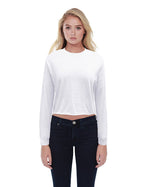 StarTee Ladies' Long-Sleeve Crop Boyfriend T-Shirt