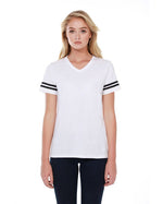 StarTee Ladies' CVC Striped Varsity T-Shirt