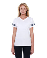 StarTee Ladies' CVC Striped Varsity T-Shirt